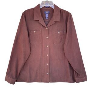 Crazy Horse Brown Button Down Shirt Jacket Men’s Size X-Large Resists Stains